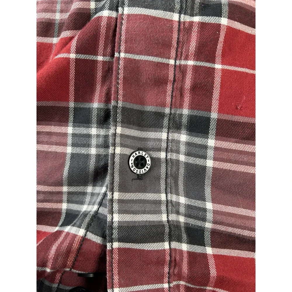 Harley Davidson Shirt Size 2XL 120th Anniversary Red Plaid Button Up - Picture 8 of 10